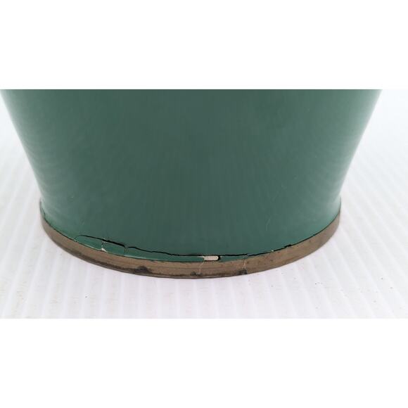 Green Enamel Brass Cloisonne Mother of Pearl Flower Bird Inlay Vase 10" Vintage - Picture 8 of 11